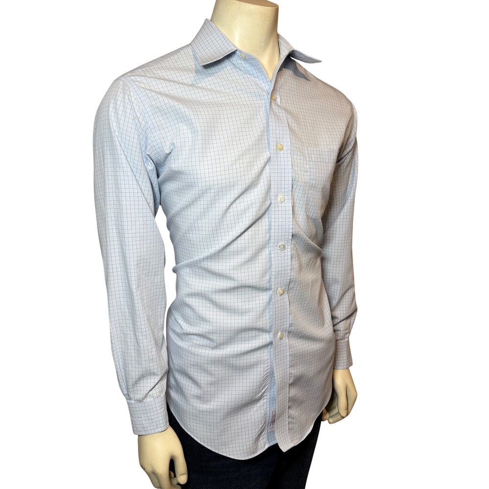 Brooks Brothers Non-Iron Dress Shirt 15.5 33 Traditional Fit Blue Windowpane - Picture 2 of 9